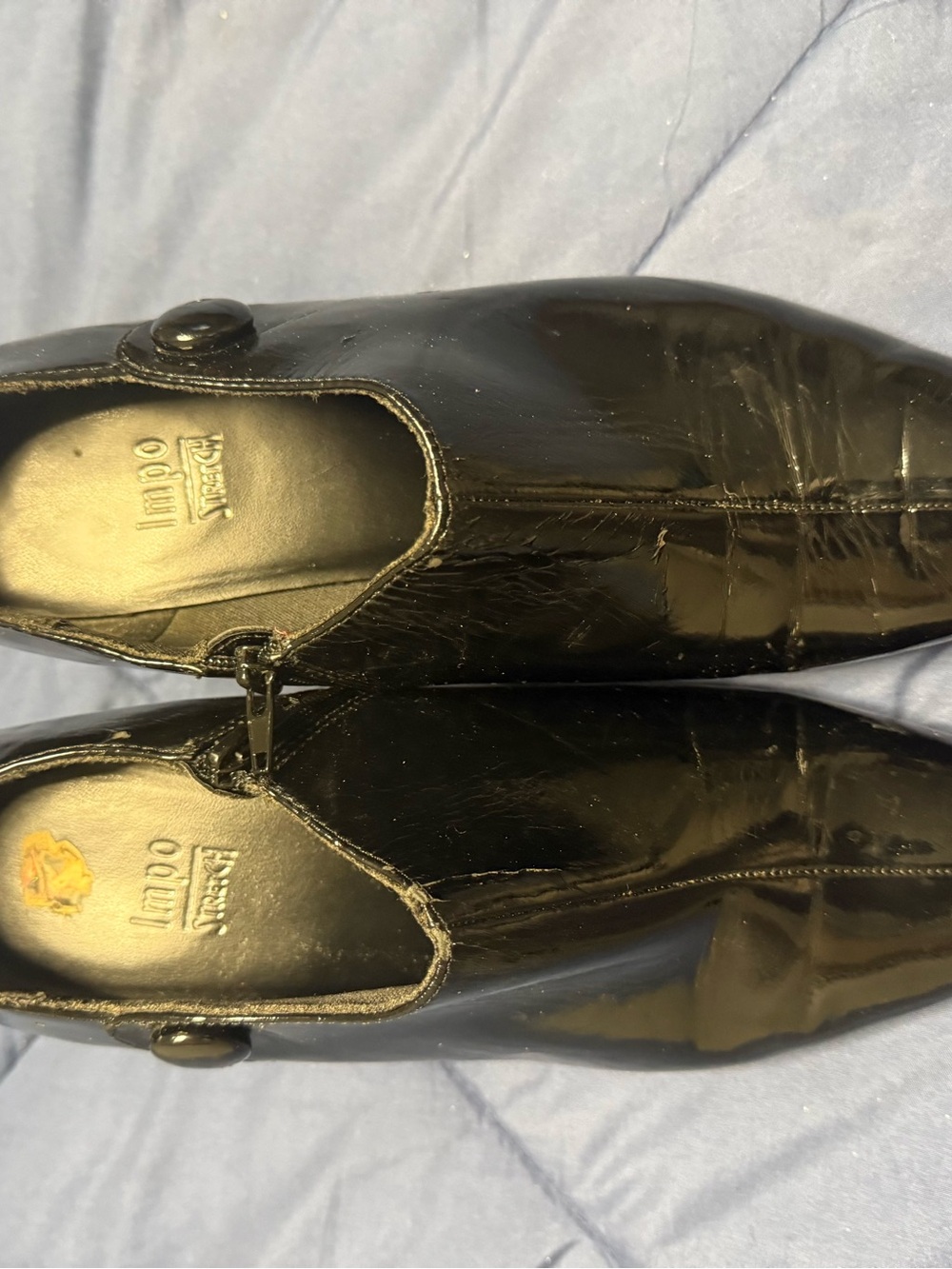 IMPO Black Leather Slip-On Women’s Shoes